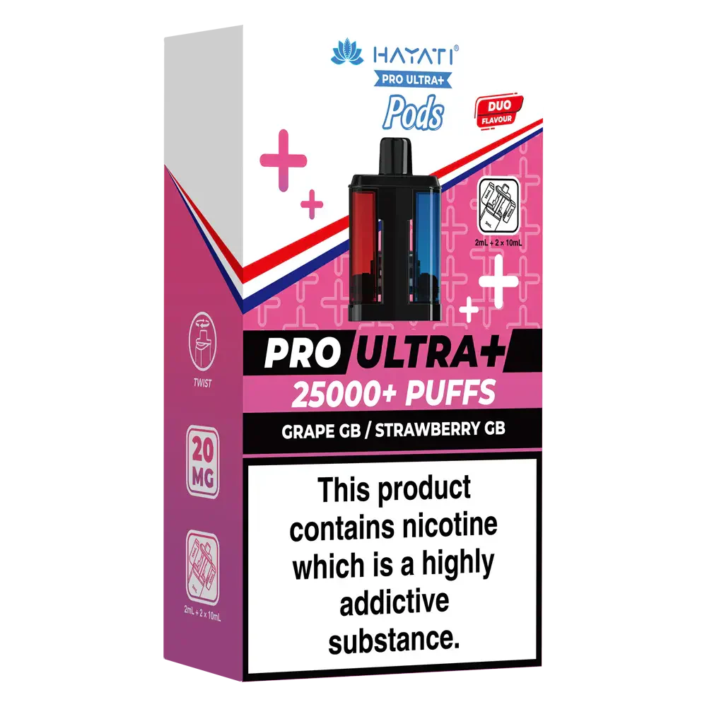 Hayati Pro Ultra Plus 25000 Grape GB / Strawberry GB Prefilled Pods