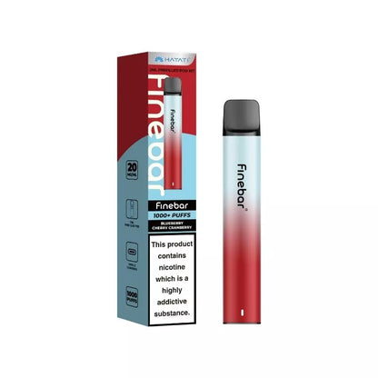 Hayati Finebar 1000 Puff Pod Kit Blueberry Cherry Cranberry Flavour with 500mAh Built-in Battery with replaceable 2ml Prefilled Pod