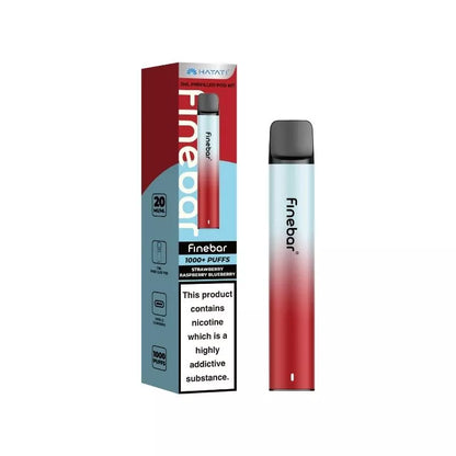 Hayati Finebar 1000 Puff Pod Kit Strawberry Raspberry Blueberry Flavour with 500mAh Built-in Battery with replaceable 2ml Prefilled Pod