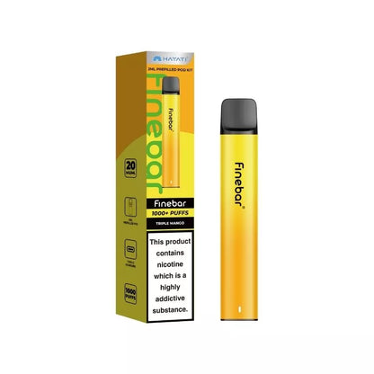 Hayati Finebar 1000 Puff Pod Kit Triple Mango Flavour with 500mAh Built-in Battery with replaceable 2ml Prefilled Pod