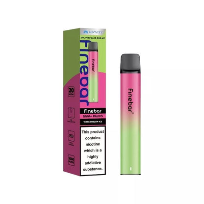 Hayati Finebar 1000 Puff Pod Kit Watermelon Ice Flavour with 500mAh Built-in Battery with replaceable 2ml Prefilled Pod
