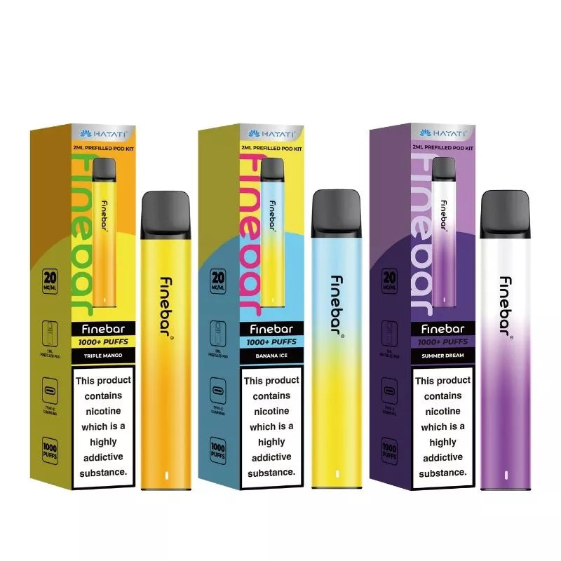 Hayati Finebar 1000 Puff Pod Kit with 500mAh Built-in Battery with replaceable 2ml Prefilled Pod