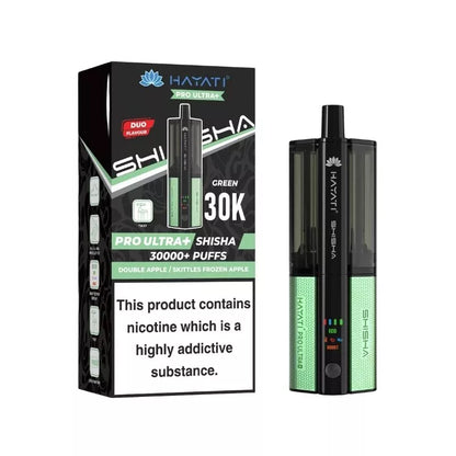 Hayati Pro Ultra Plus Shisha 30k Puff Prefilled Pod Kit Duo Flavours Double Apple / Skittles Frozen Apple with a built-in 900mAh Battery