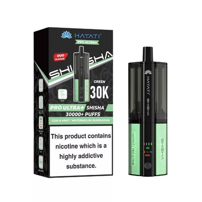 Hayati Pro Ultra Plus Shisha 30k Puff Prefilled Pod Kit Duo Flavours gum & mint / watermelon bubblegum with a built-in 900mAh Battery