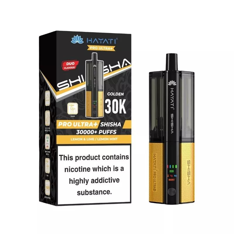 Hayati Pro Ultra Plus Shisha 30k Puff Prefilled Pod Kit Duo Flavours Lemon & Lime & Lemon Mint with a built-in 900mAh Battery