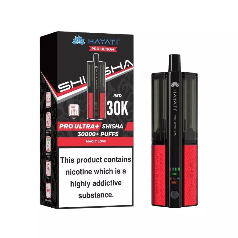 Hayati Pro Ultra Plus Shisha 30k Puff Prefilled Pod Kit Magic Love Flavour with a built-in 900mAh Battery