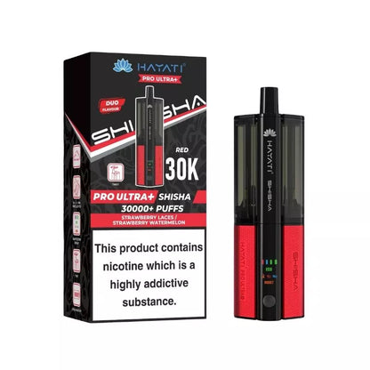 Hayati Pro Ultra Plus Shisha 30k Puff Prefilled Pod Kit Duo Flavours Strawberry Laces & Strawberry Watermelon with a built-in 900mAh Battery