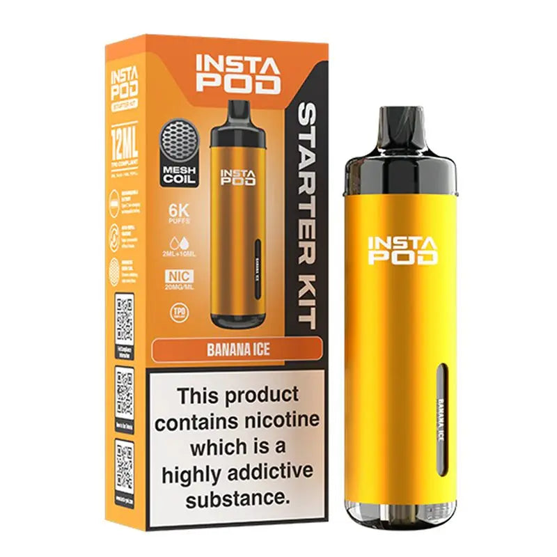 Insta Pod 6000 by Instafill Vape - 6000 puff prefilled pod kit in banana ice flavour