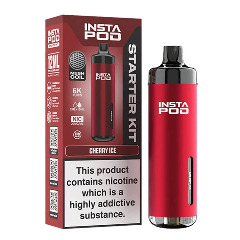 Insta Pod 6000 by Instafill Vape - 6000 puff prefilled pod kit in cherry ice flavour