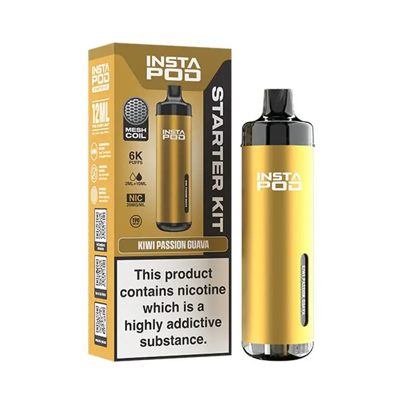Insta Pod 6000 by Instafill Vape - 6000 puff prefilled pod kit in kiwi passion guava flavour