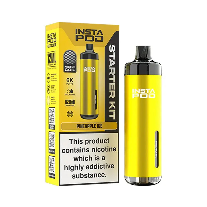 Insta Pod 6000 by Instafill Vape - 6000 puff prefilled pod kit in pineapple ice flavour