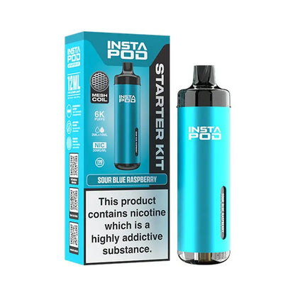 Insta Pod 6000 by Instafill Vape - 6000 puff prefilled pod kit in sour blue raspberry flavour