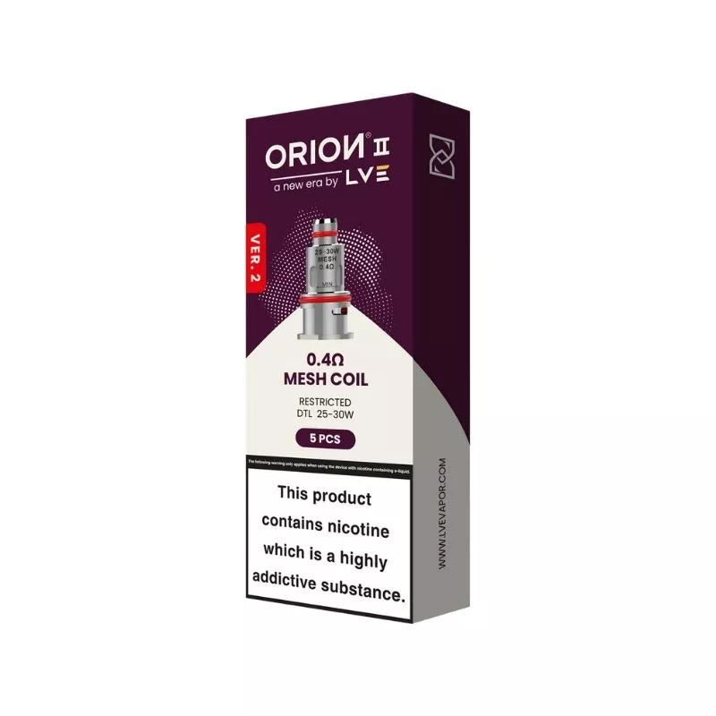 LVE Orion II Pro Mesh Coils 0.4ohm recommended for DTL Vaping between 25w - 30W for The LVE Orion II Pro Vape ki