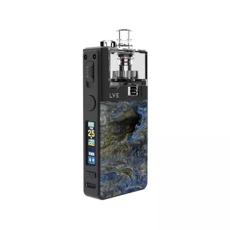 LVE Orion II Pro Pod Vape Kit in Black  Azure Goldstorm Colour, Built-in 1900mAh Lipo Battery with a 0.99 TFT Colour Screen - Great with Nic Salt Vape Juices