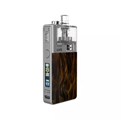 LVE Orion II Pro Pod Vape Kit in Silver Bourbon Swirl Colour, Built-in 1900mAh Lipo Battery with a 0.99 TFT Colour Screen - Great with Nic Salt Vape Juices