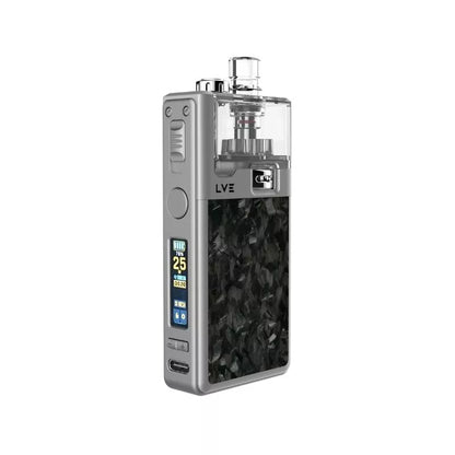 LVE Orion II Pro Pod Vape Kit in Silver Forged Carbon Colour, Built-in 1900mAh Lipo Battery with a 0.99 TFT Colour Screen - Great with Nic Salt Vape Juices