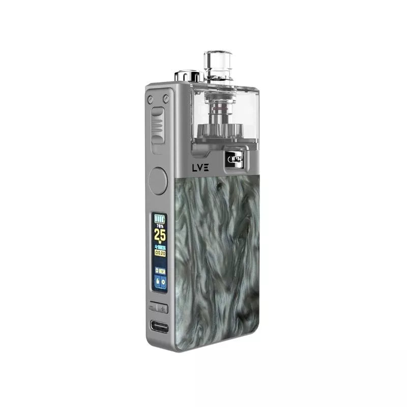 LVE Orion II Pro Pod Vape Kit in Silver Mercury Swirl Colour, Built-in 1900mAh Lipo Battery with a 0.99 TFT Colour Screen - Great with Nic Salt Vape Juices