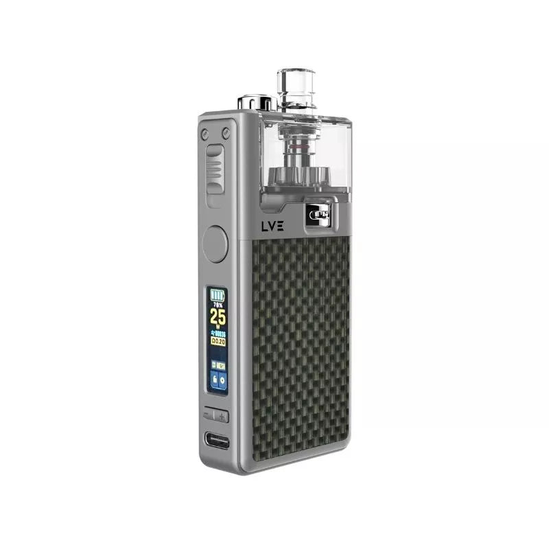 LVE Orion II Pro Pod Vape Kit in Silver Textured Carbon Colour, Built-in 1900mAh Lipo Battery with a 0.99 TFT Colour Screen - Great with Nic Salt Vape Juices