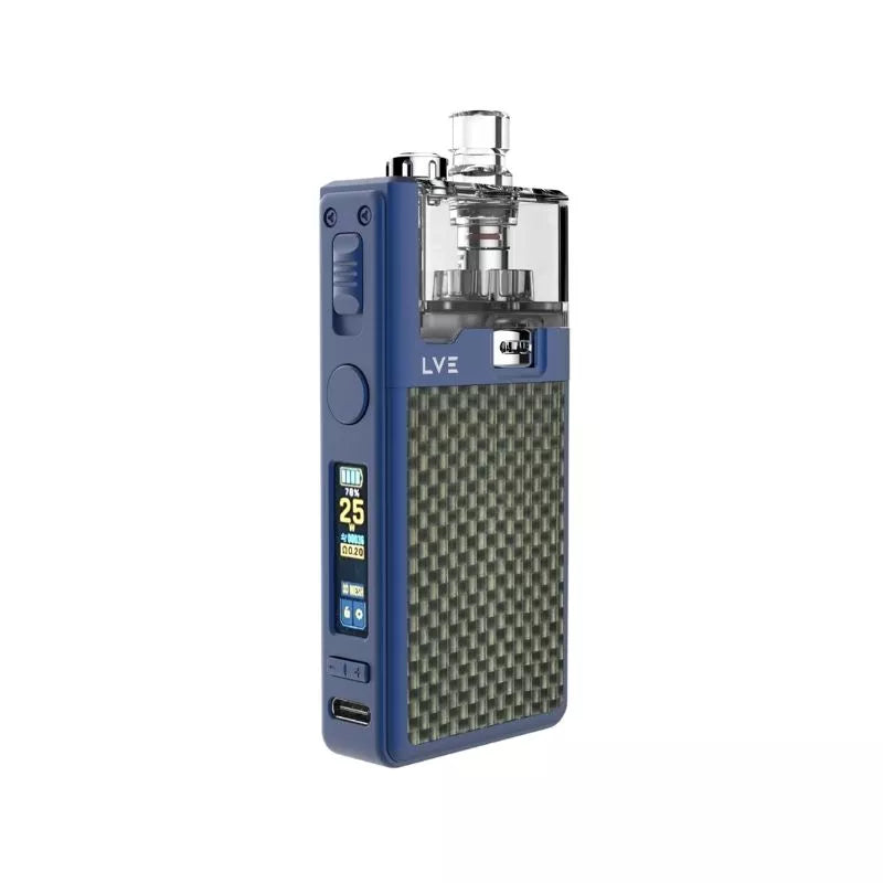 LVE Orion II Pro Pod Vape Kit in Blue Textured Carbon Colour, Built-in 1900mAh Lipo Battery with a 0.99 TFT Colour Screen - Great with Nic Salt Vape Juices