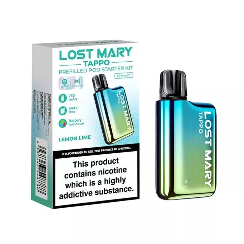 Lost Mary Tappo Pro Pod Kit Lemon & Lime Flavour with a 750mAh Built-in Battery which can used with any Lost Mary Tappo prefilled Pods