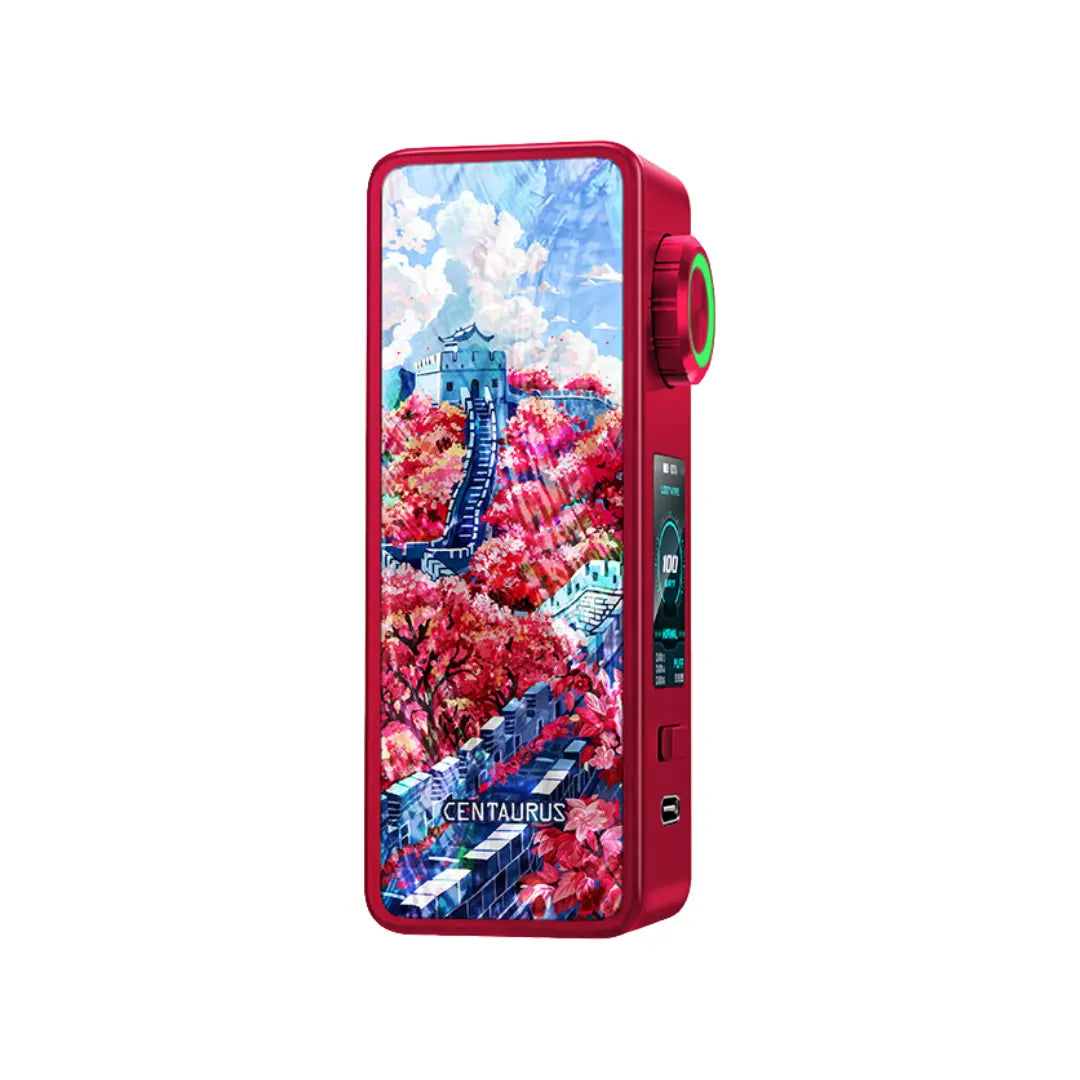 Lost Vape Centaurus M100 Box Mod in Crimson Wall Colour can be used with Sub-ohm Vape Tanks or Rebuildable Vape Tanks
