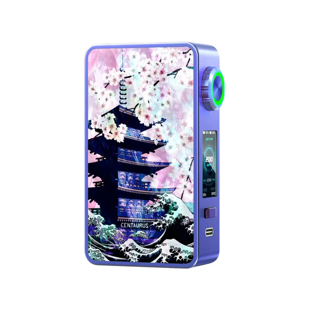 Lost Vape Centaurus M200 Box Mod In Asakusa Bloom Colour can be used with Sub-ohm Vape Tanks or Rebuildable Vape Tanks