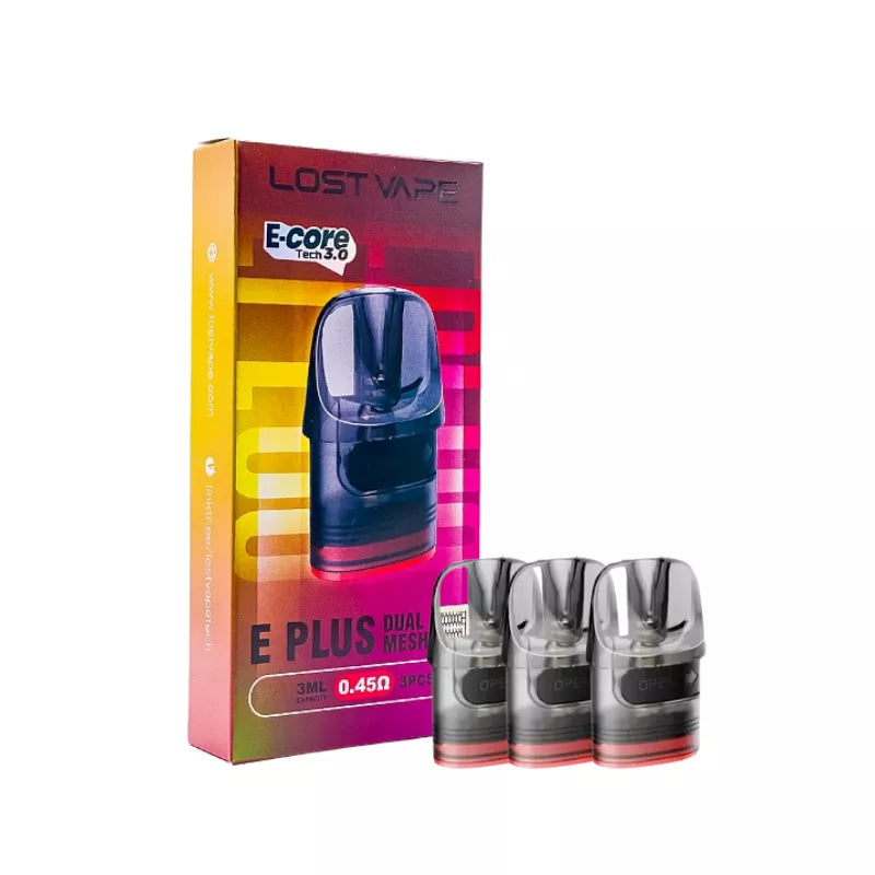 The Lost Vape E Plus Dual Mesh Pods 0.45ohm are compatible with multiple Lost Vape  devices like the Thelema Elite 40, Centaurus E40, and Centaurus E40 Max pod kits