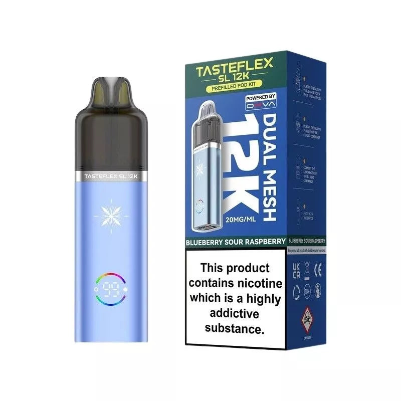 OXVA Tasteflex SL 12K Prefilled Pod Kit Blueberry Sour Raspberry Flavour with Built-in 900mAh Battery giving up to 12,000 puffs