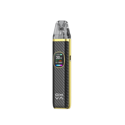 OXVA Xlim Pro 2 Pod Vape Kit in black carbon finish, with a visible digital display.