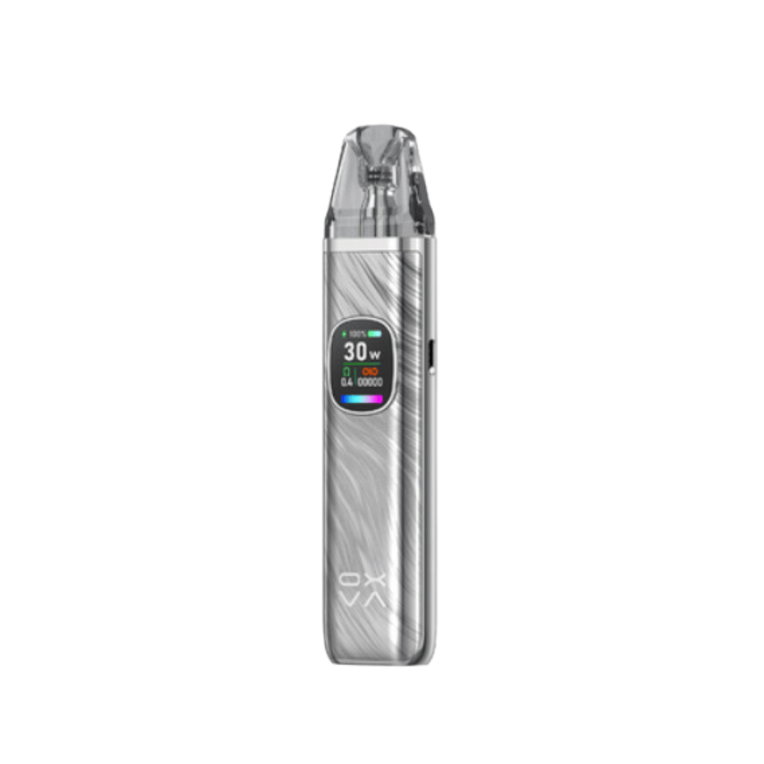 OXVA Xlim Pro 2 Pod Vape Kit in platinum grey with digital display, sleek and modern design.