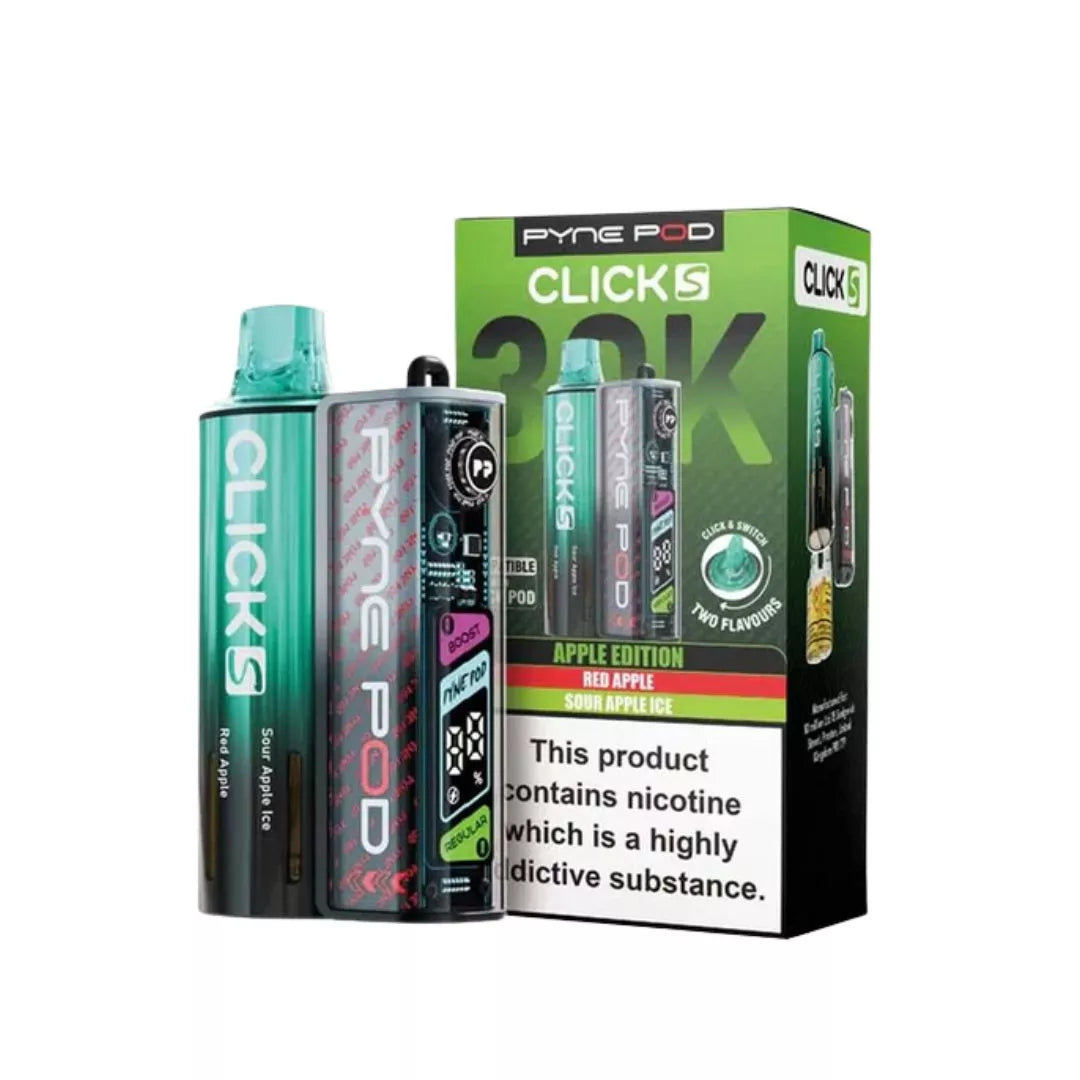 Pyne Pod Click S 30K Vape Kit Apple Edition Dual Flavours - Red Apple & Sour Apple Ice