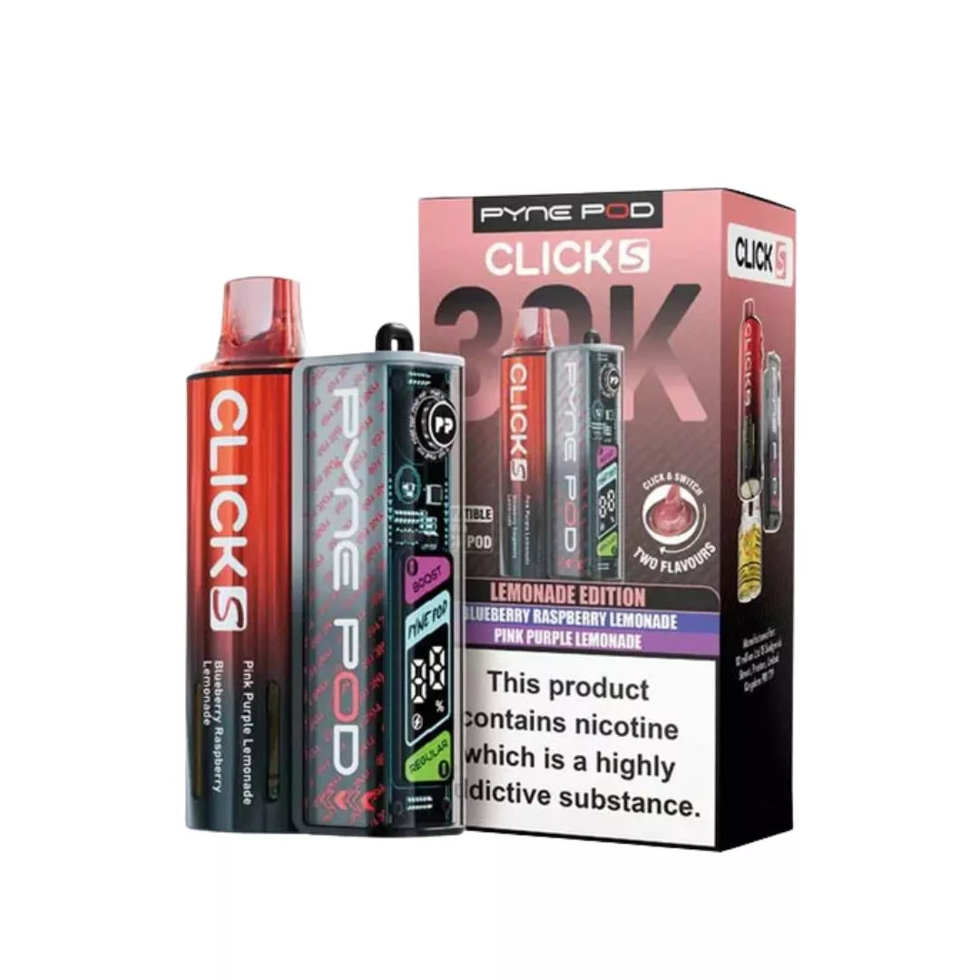 Pyne Pod Click S 30K Vape Kit Lemonade Edition Dual Flavours - Blueberry Raspberry Lemonade & Pink Purple Lemonade