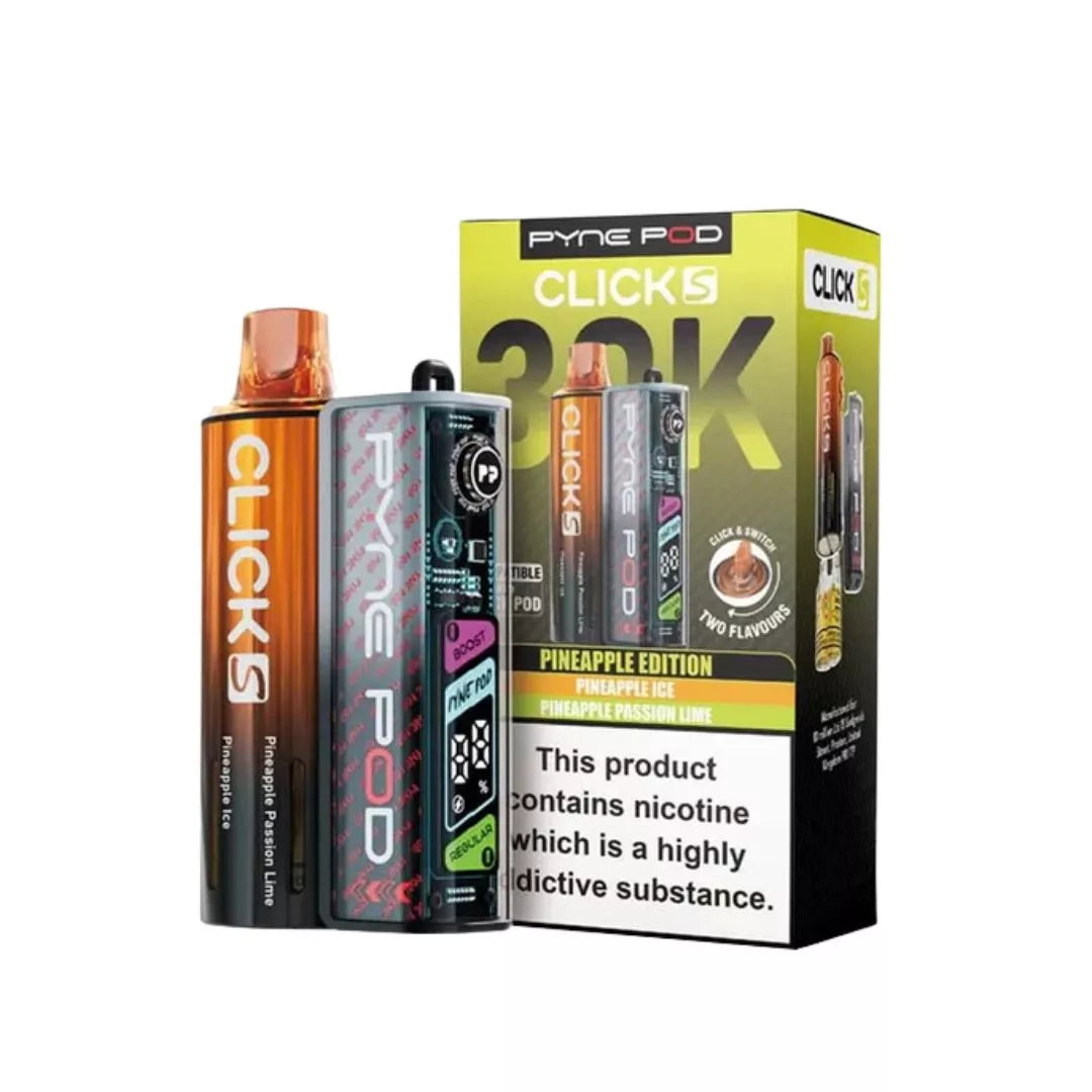 Pyne Pod Click S 30K Vape Kit Pineapple Edition Dual Flavours - Pineapple ice & Pineapple Passion Lime