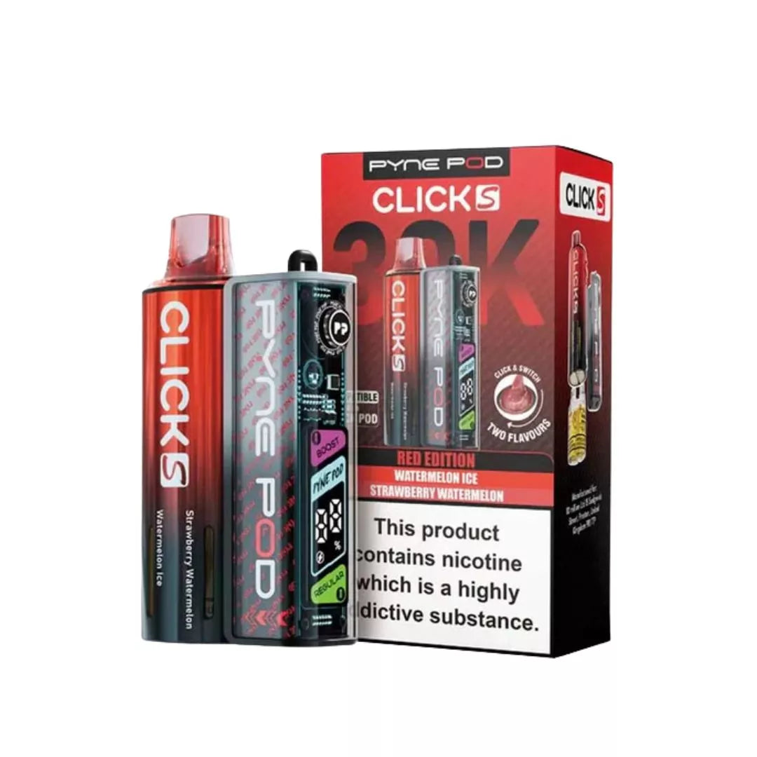 Pyne Pod Click S 30K Vape Kit Red Edition Dual Flavours - Watermelon Ice & Strawberry Watermelon