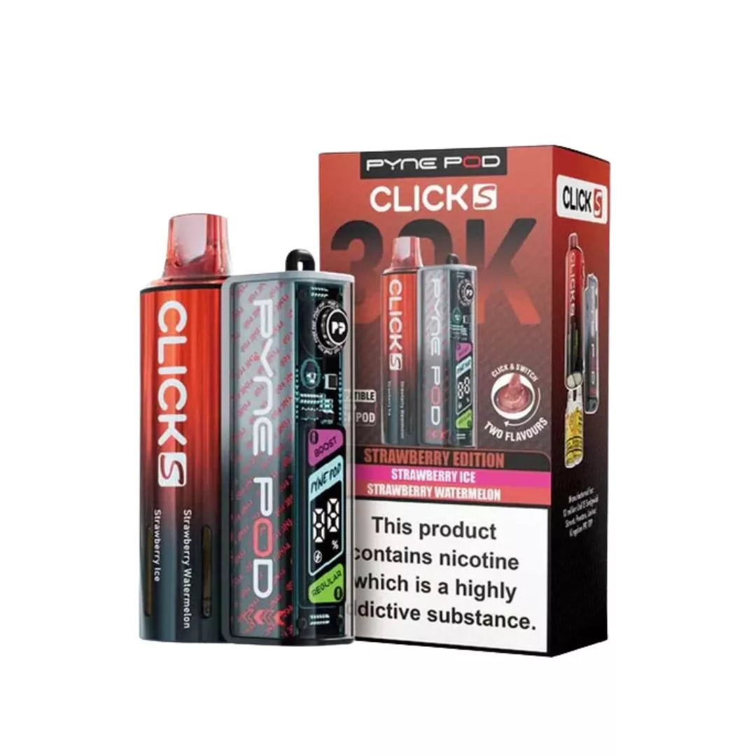 Pyne Pod Click S 30K Vape Kit Strawberry Edition Dual Flavours - Strawberry Ice & Strawberry Watermelon