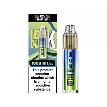 SKE Bar 15K Prefilled Pod Kit Blueberry Lime Flavour with a Built-in 850mAh Battery prefilled with 20mg of Nic salt E-liquid Great for MTL Vaping