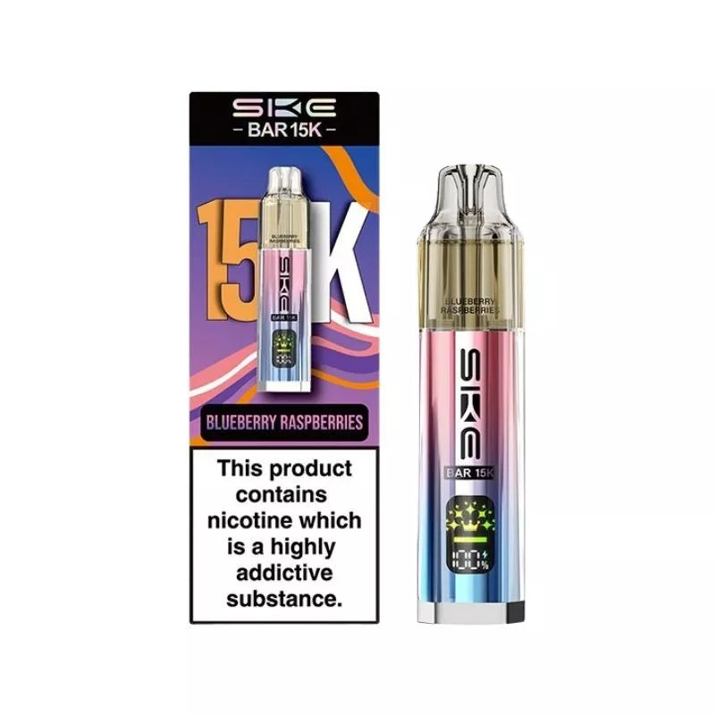 SKE Bar 15K Prefilled Pod Kit Blueberry Raspberries Flavour with a Built-in 850mAh Battery prefilled with 20mg of Nic salt E-liquid Great for MTL Vaping