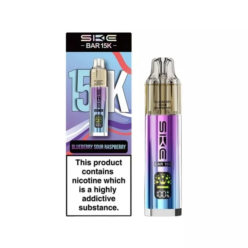 SKE Bar 15K Prefilled Pod Kit Blueberry Sour Raspberry Flavour with a Built-in 850mAh Battery prefilled with 20mg of Nic salt E-liquid Great for MTL Vaping