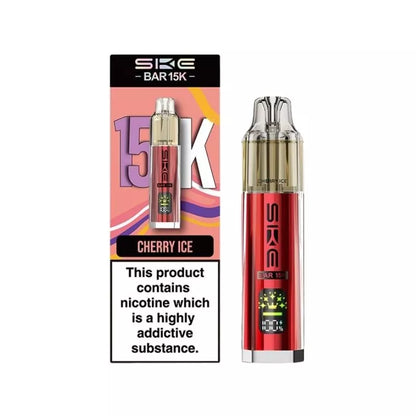 SKE Bar 15K Prefilled Pod Kit Cherry Ice Flavour with a Built-in 850mAh Battery prefilled with 20mg of Nic salt E-liquid Great for MTL Vaping