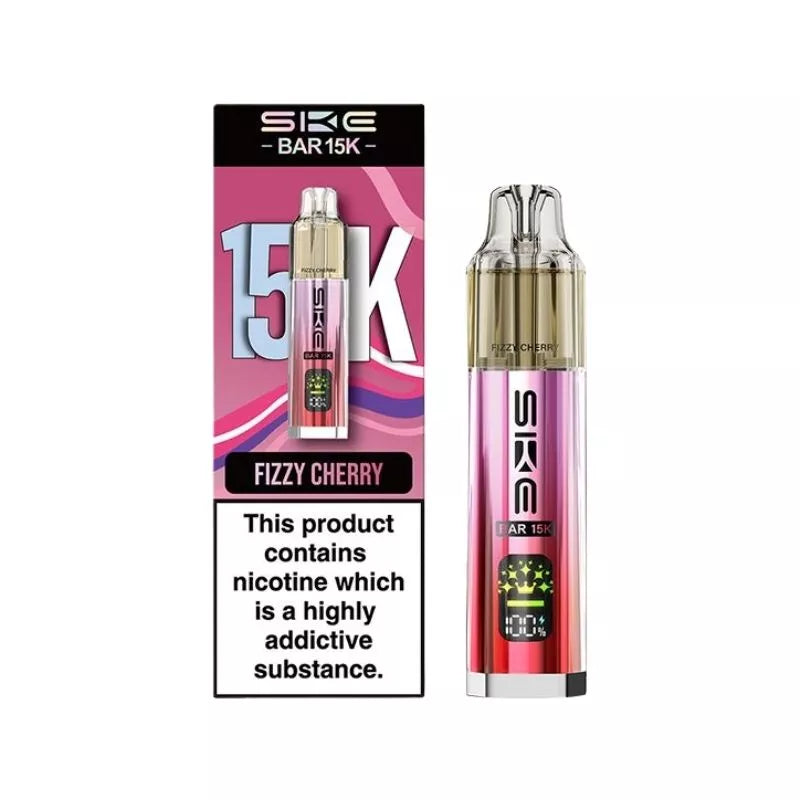 SKE Bar 15K Prefilled Pod Kit Fizzy Cherry Flavour with a Built-in 850mAh Battery prefilled with 20mg of Nic salt E-liquid Great for MTL Vaping