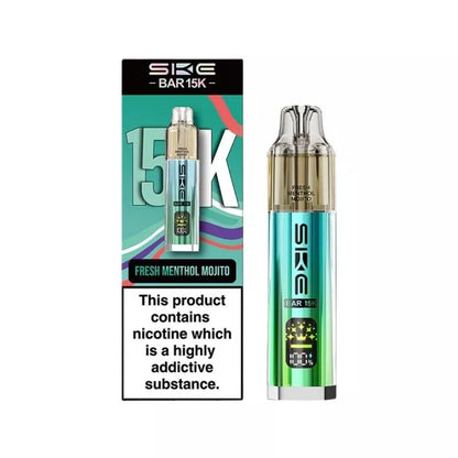 SKE Bar 15K Prefilled Pod Kit Fresh Menthol Mojito Flavour with a Built-in 850mAh Battery prefilled with 20mg of Nic salt E-liquid Great for MTL Vaping
