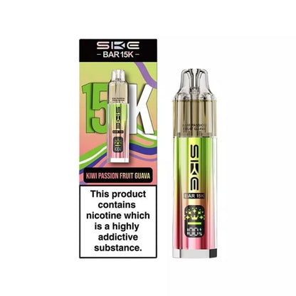 SKE Bar 15K Prefilled Pod Kit Kiwi Passion Fruit Guava Flavour with a Built-in 850mAh Battery prefilled with 20mg of Nic salt E-liquid Great for MTL Vaping