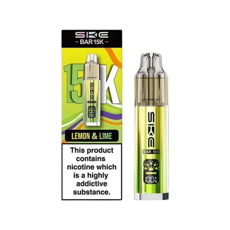 SKE Bar 15K Prefilled Pod Kit Lemon & Lime Flavour with a Built-in 850mAh Battery prefilled with 20mg of Nic salt E-liquid Great for MTL Vaping