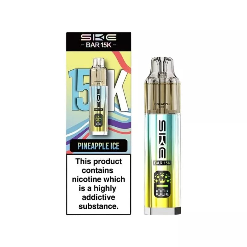 SKE Bar 15K Prefilled Pod Kit Pineapple Ice Flavour with a Built-in 850mAh Battery prefilled with 20mg of Nic salt E-liquid Great for MTL Vaping