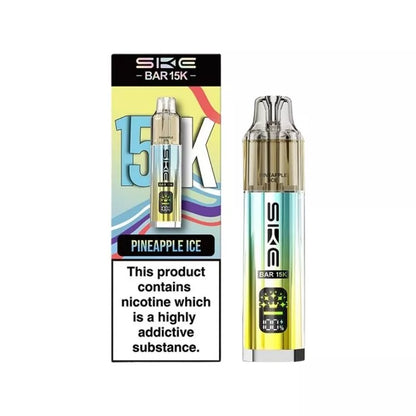 SKE Bar 15K Prefilled Pod Kit Pineapple Ice Flavour with a Built-in 850mAh Battery prefilled with 20mg of Nic salt E-liquid Great for MTL Vaping