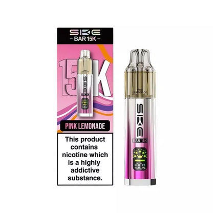 SKE Bar 15K Prefilled Pod Kit Pink Lemonade Flavour with a Built-in 850mAh Battery prefilled with 20mg of Nic salt E-liquid Great for MTL Vaping