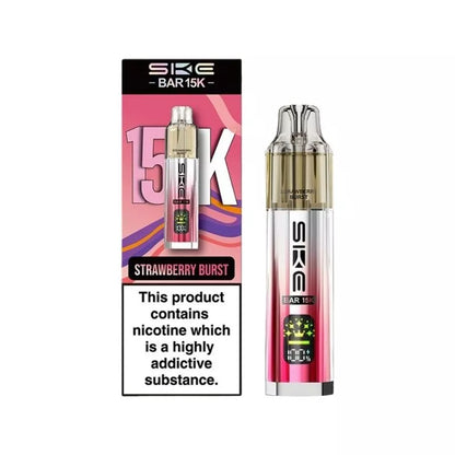SKE Bar 15K Prefilled Pod Kit Strawberry Burst Flavour with a Built-in 850mAh Battery prefilled with 20mg of Nic salt E-liquid Great for MTL Vaping