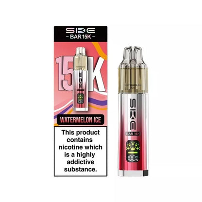 SKE Bar 15K Prefilled Pod Kit Watermelon Ice Flavour with a Built-in 850mAh Battery prefilled with 20mg of Nic salt E-liquid Great for MTL Vaping