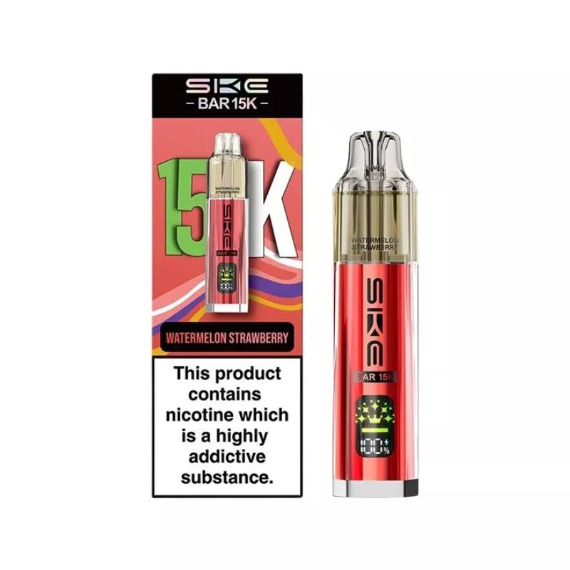 SKE Bar 15K Prefilled Pod Kit Watermelon Strawberry Flavour with a Built-in 850mAh Battery prefilled with 20mg of Nic salt E-liquid Great for MTL Vaping