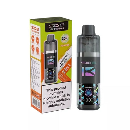 SKE Crystal 30K Pro Max 2 in 1 Flavour Prefilled Pod Vape Kit Fruit Edition (Sour Pineapple & Fruit Medley) with a Built-in 1250mAh Battery giving up to 30,000 Puffs